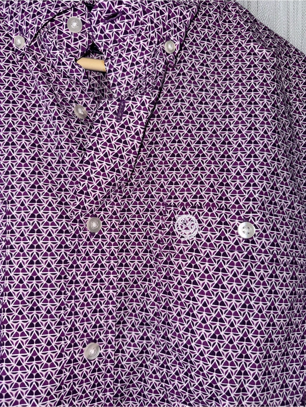 Wrangler Men's Purple Micro-Pattern Button-Down Shirt - Picture 5 of 7